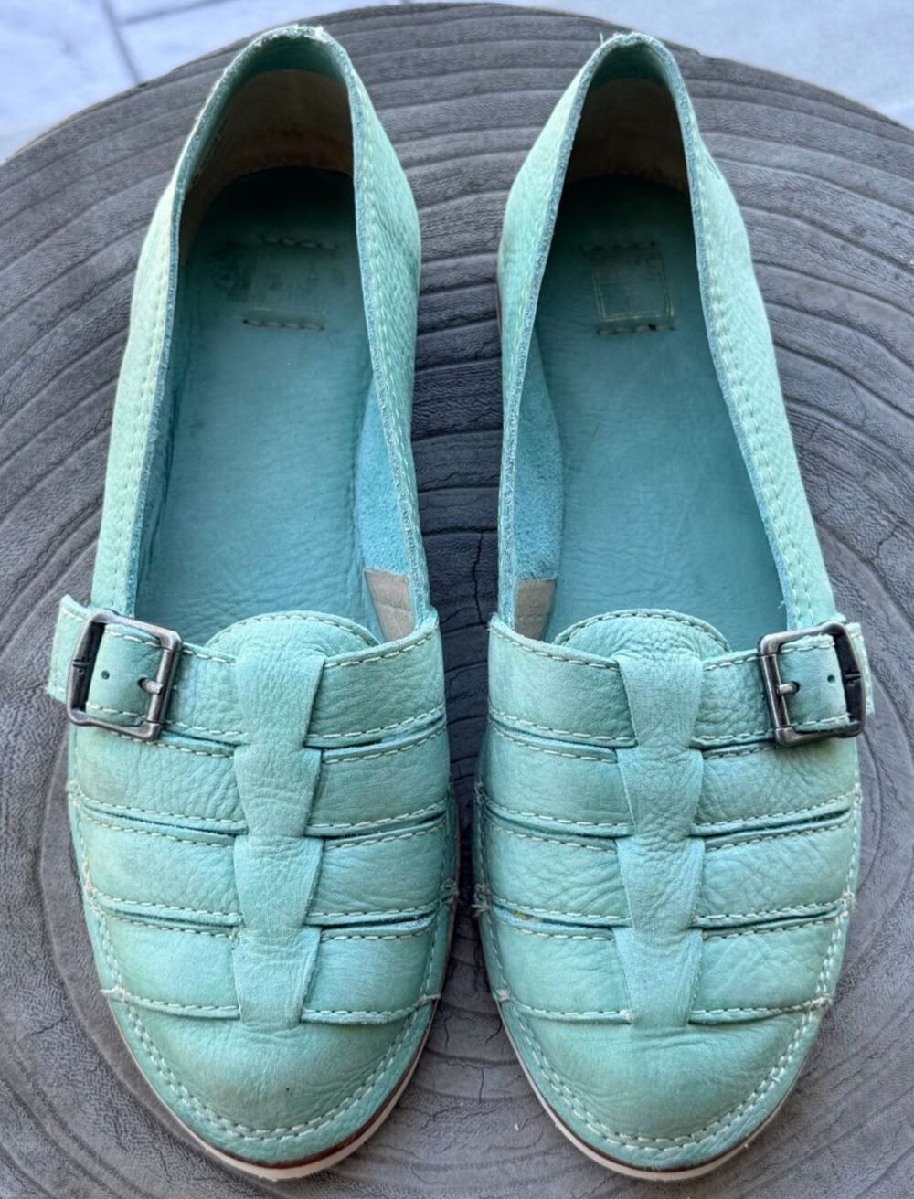 FRYE Milly Fisherman Sandals Turquoise Sunwash Nubuck Flat Women’s Size 8